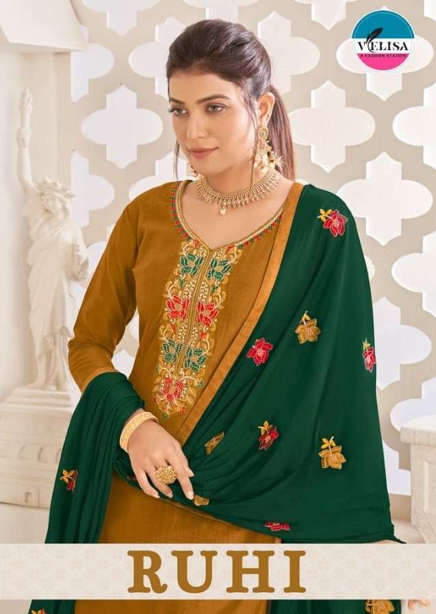 Velisa Ruhi Fancy Chinon Silk Salwar Suit Catalog Wholesale Dealer in Surat