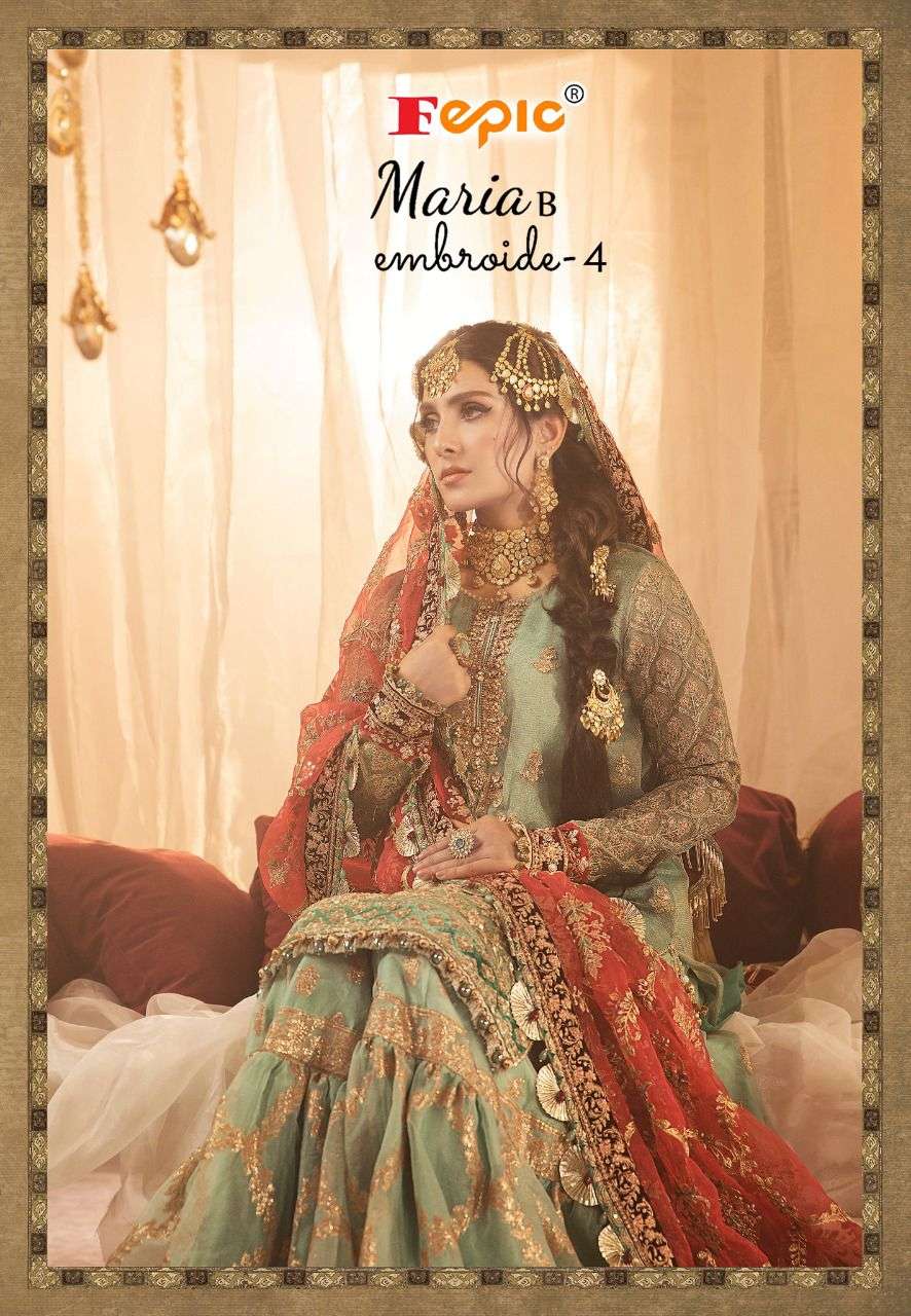 Fepic Rosemeen Maria B Embroide Vol 4 pakistani Suit Catalog Supplier