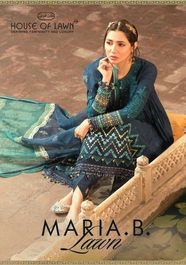House of lawn Maria B lawn Embroidery Collection pakistani Suit 