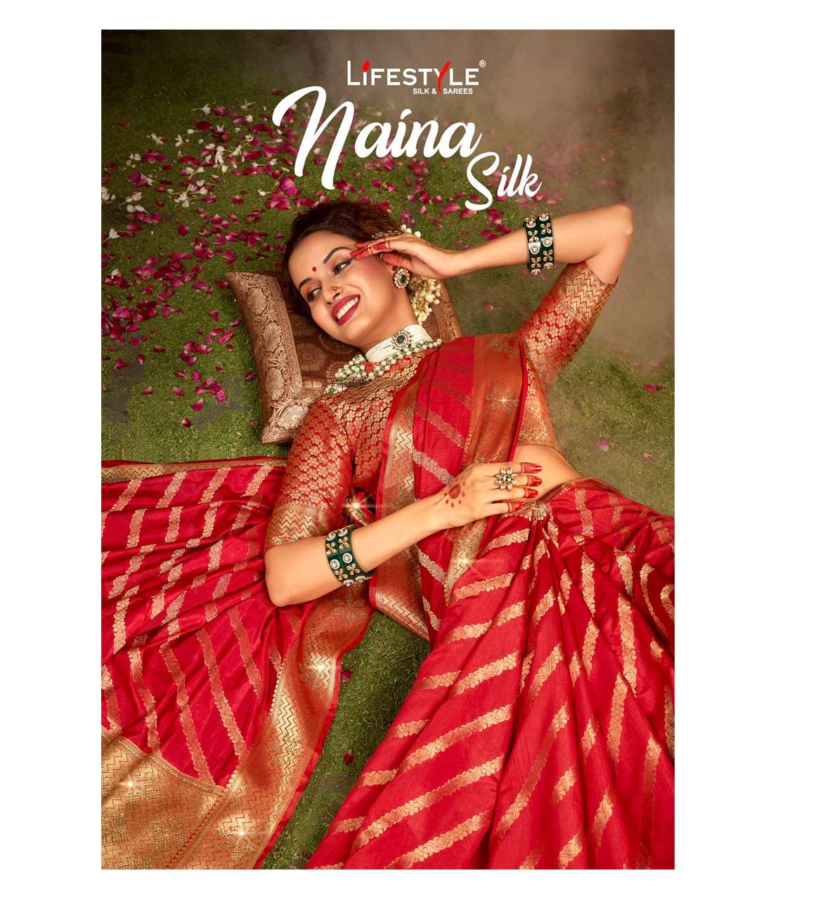 Lifestyle Naina Silk fancy Raw Silk Saree Catalog Dealer