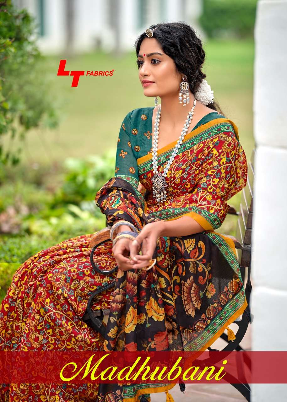LT fabrics Madhubani Fancy Printed Chanderi Silk saree catalog Wholesaler
