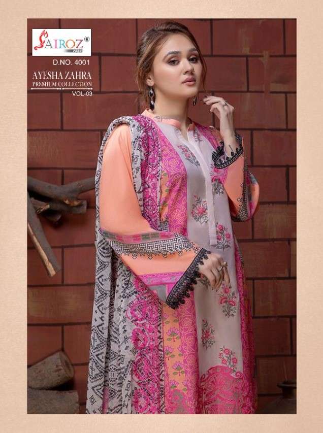 Sairoz fabs Ayesha Zahra Vol 3 Fancy Pakistani Suit Catalog Supplier
