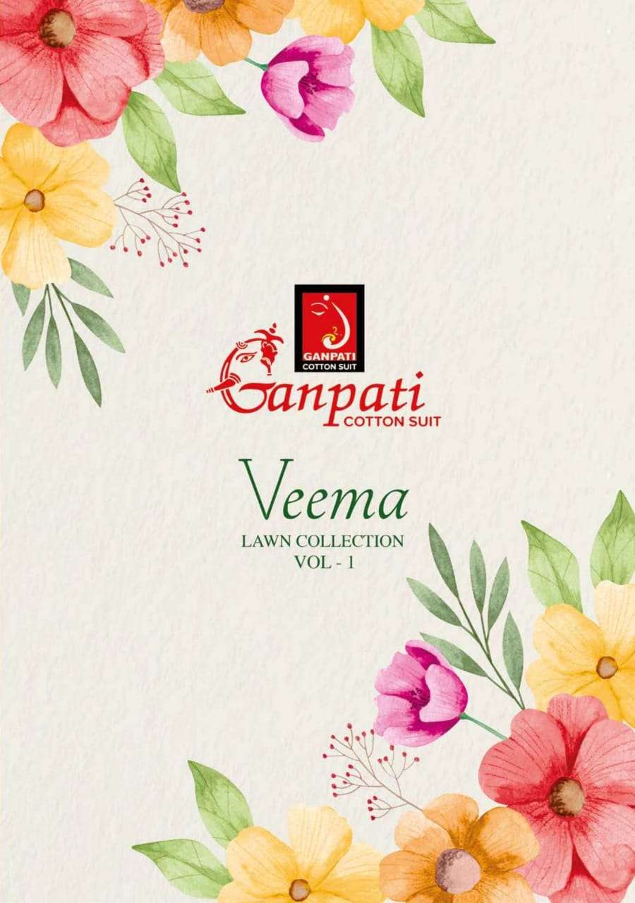 Ganpati Veema Vol 1 Printed Lawn Collection Dress Material Catalog Wholesaler