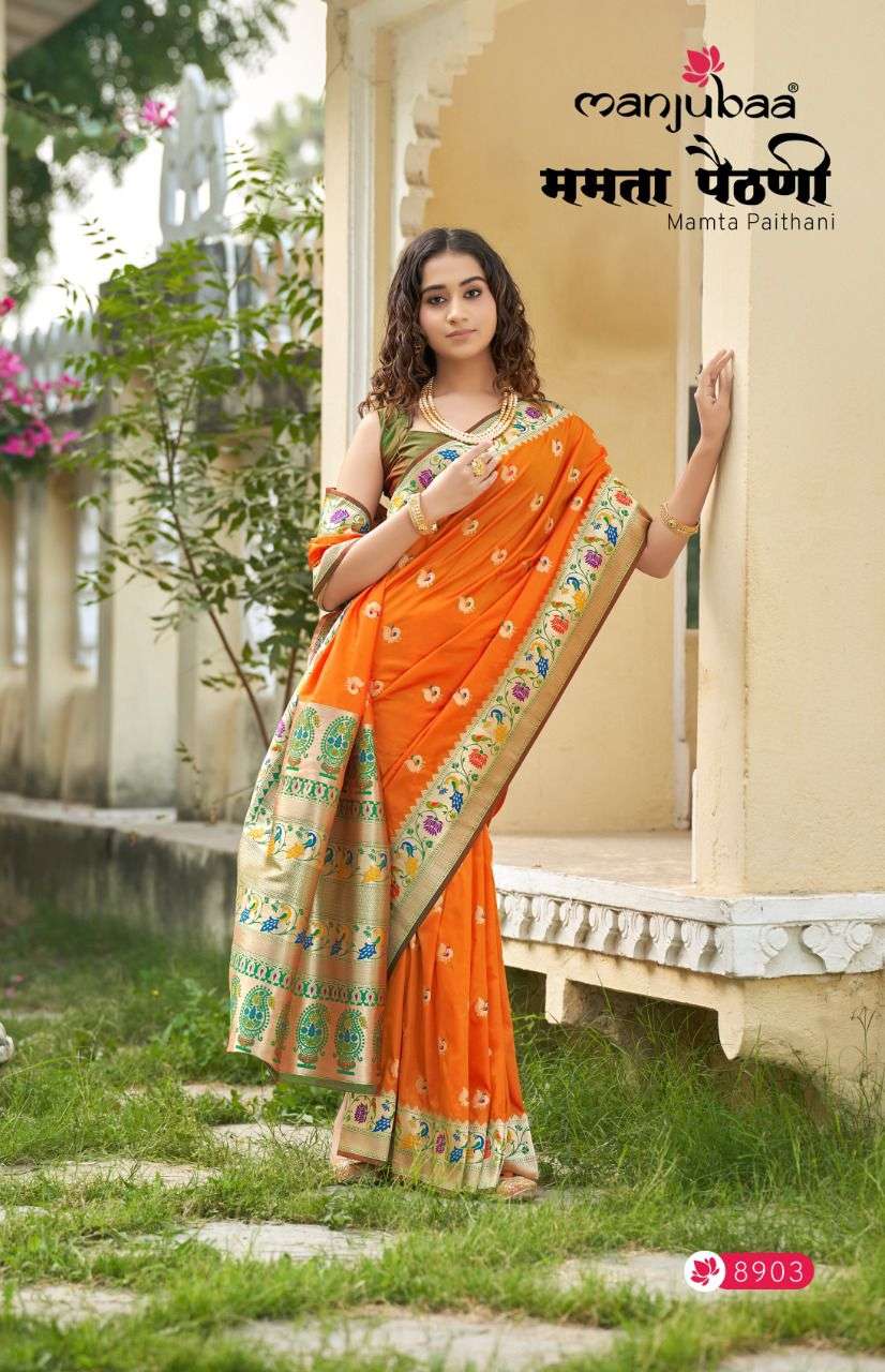 Manjuba Mamata paithani Exclusive Banarasi Silk Saree Catalog Supplier