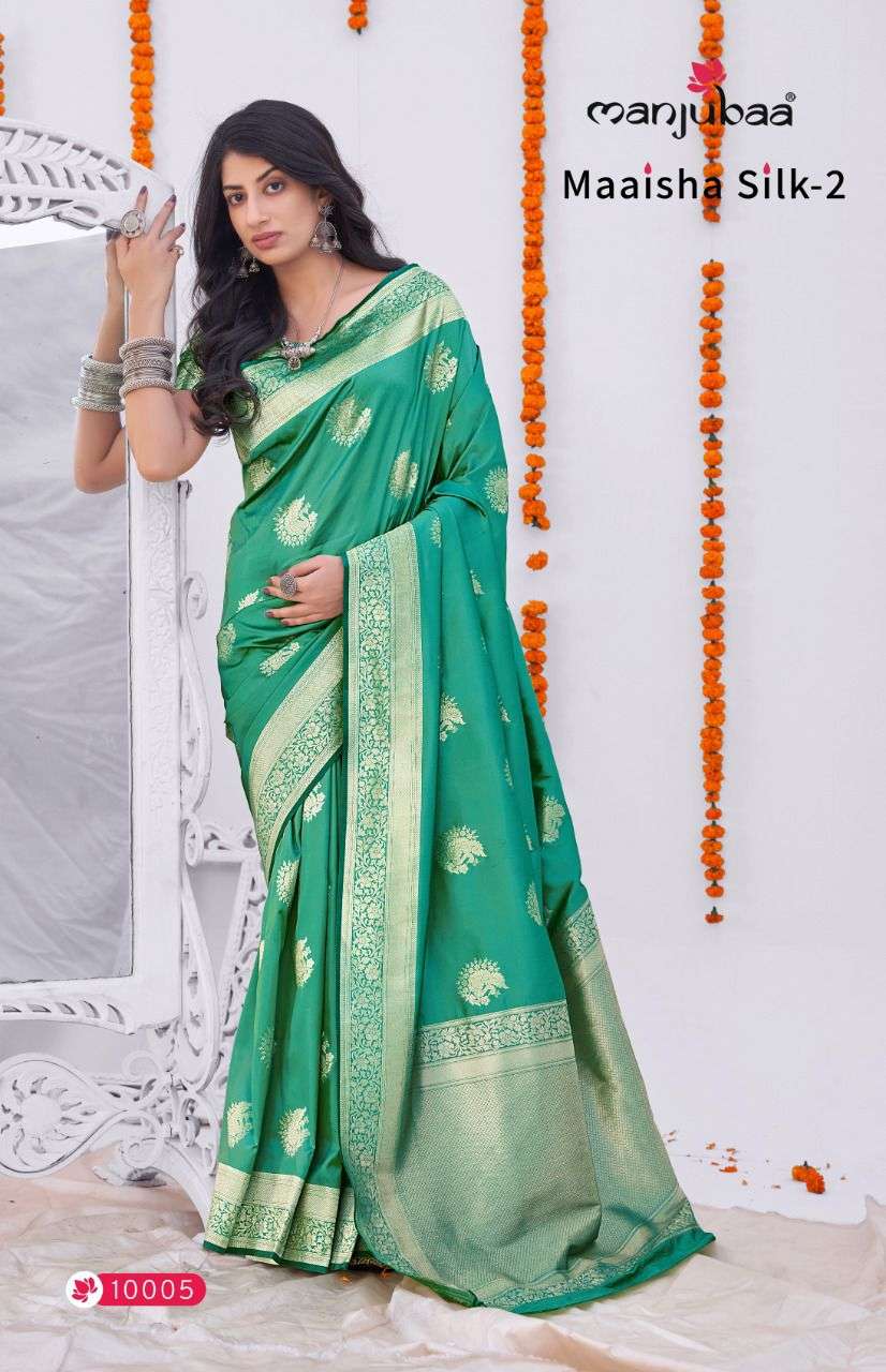 Manjubaa Maaisha Silk Vol 2 Fancy Banarasi Silk Saree Catalog Supplier