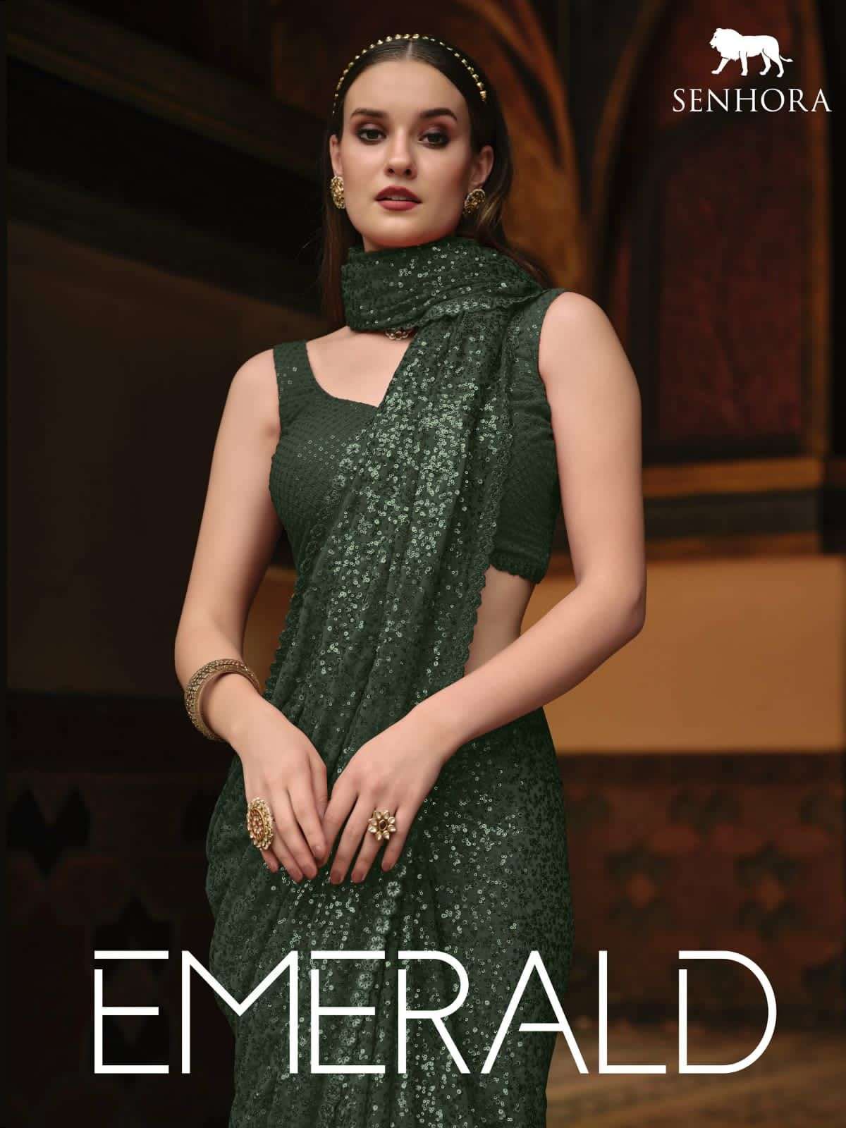 Senhora Vol 34 Emerald Designer party Wear Sequence Saree Catalog Supplier