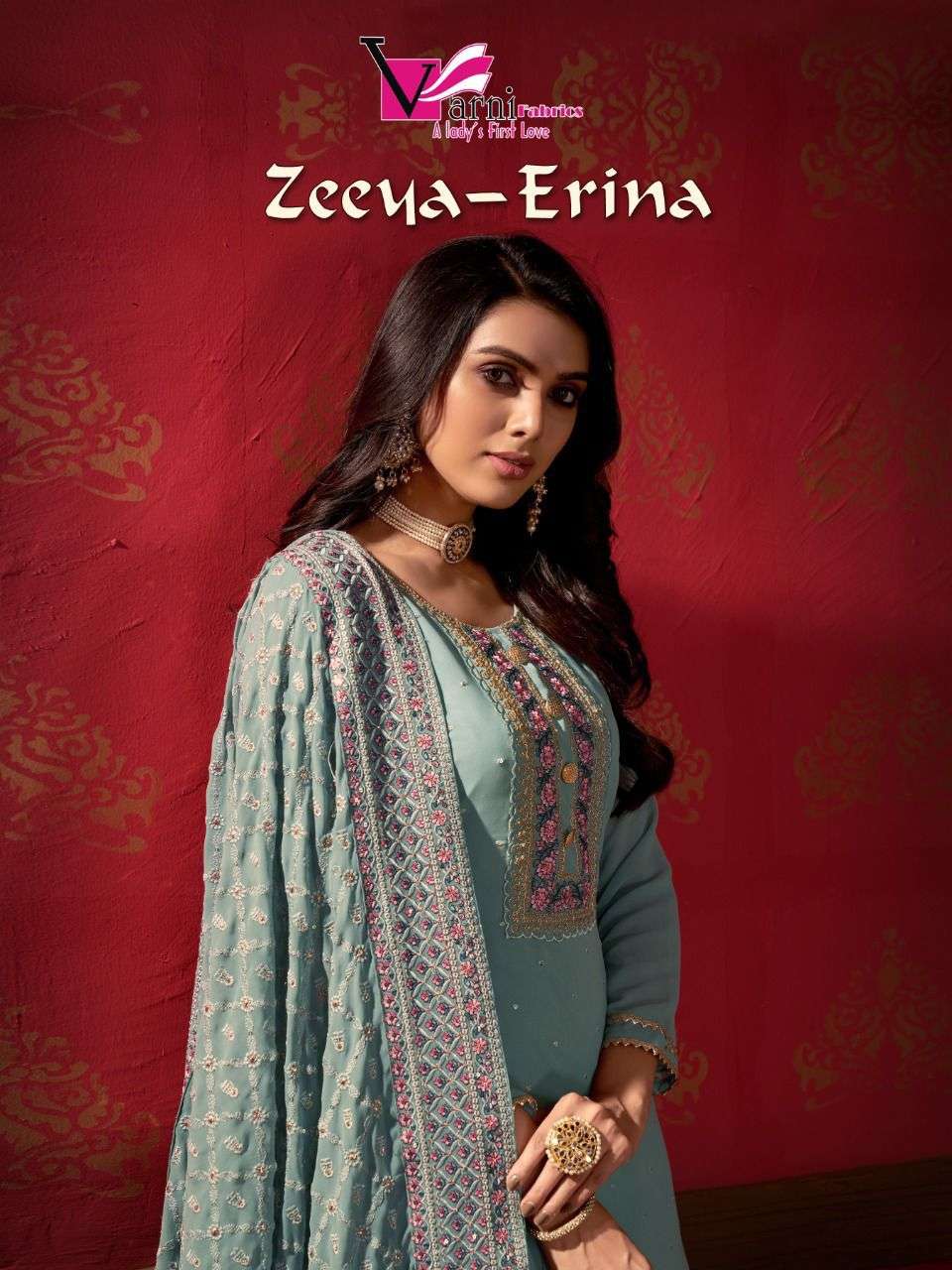 Varni fabrics Zeeya Erina Fancy Sharara Salwar Suit Catalog Wholesaler