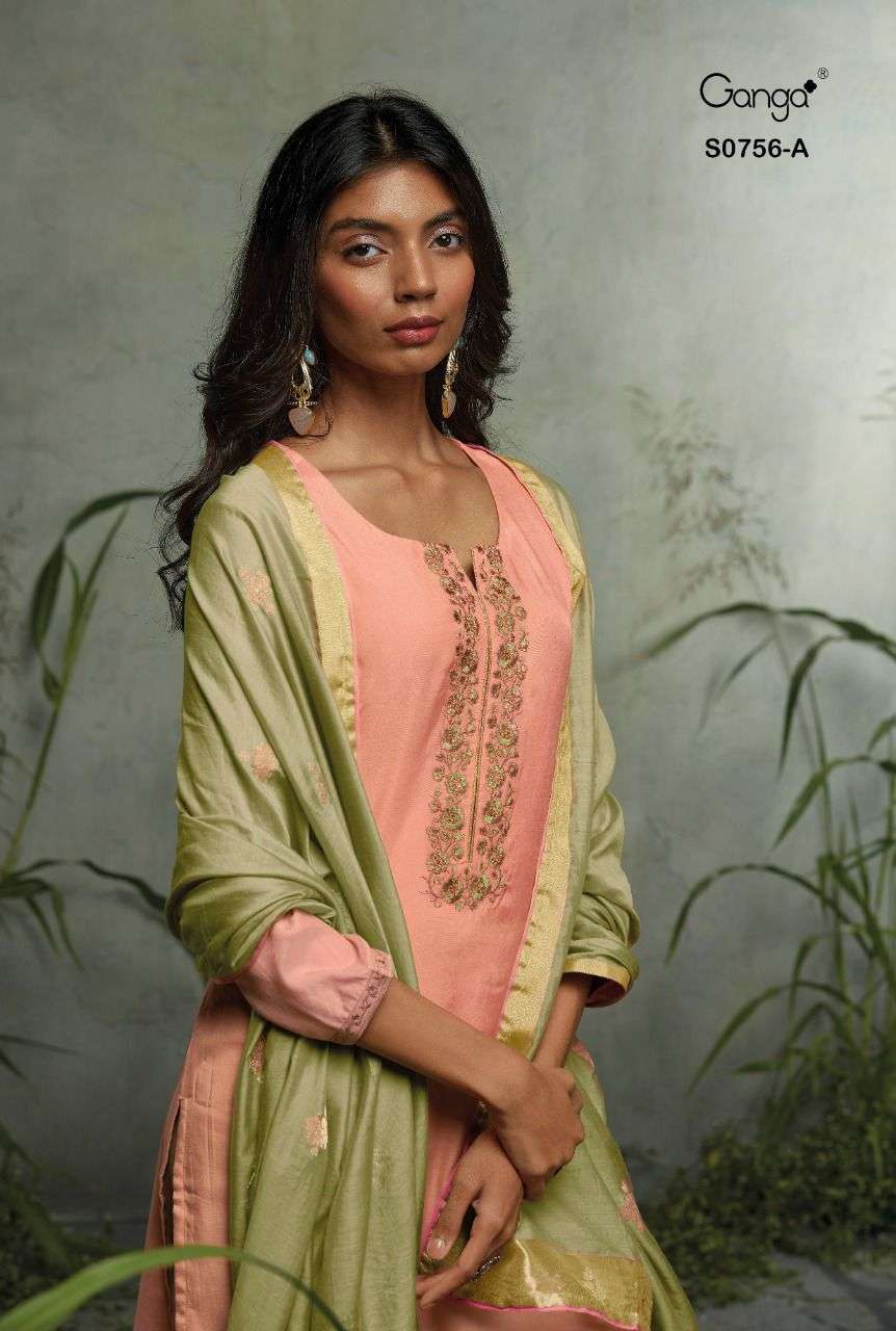 Ganga Neera 756 Designer Silk Party Wear Ladies Suit Catalog Wholesaler
