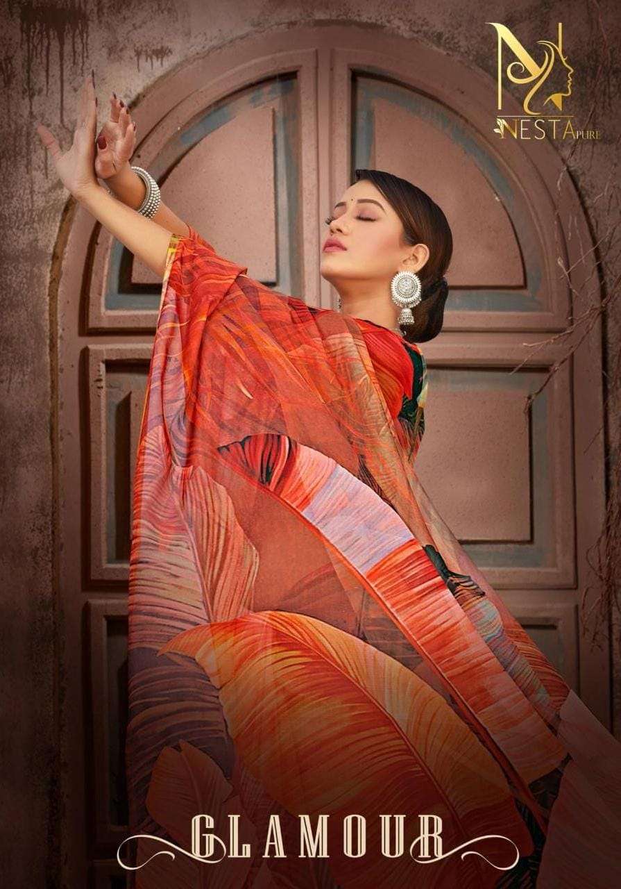 Nesta Glamour Fancy organza Printed saree catalog Supplier
