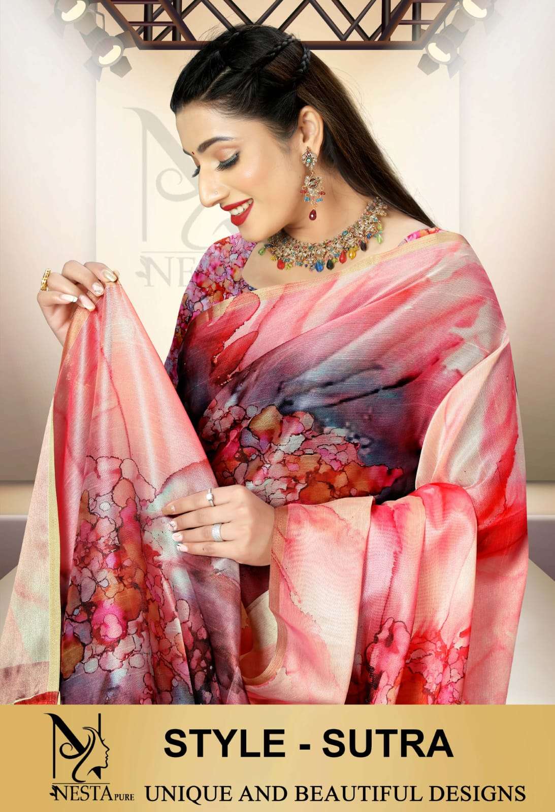 Nesta Style Sutra Fancy Cotton Silk Saree catalog Wholesaler