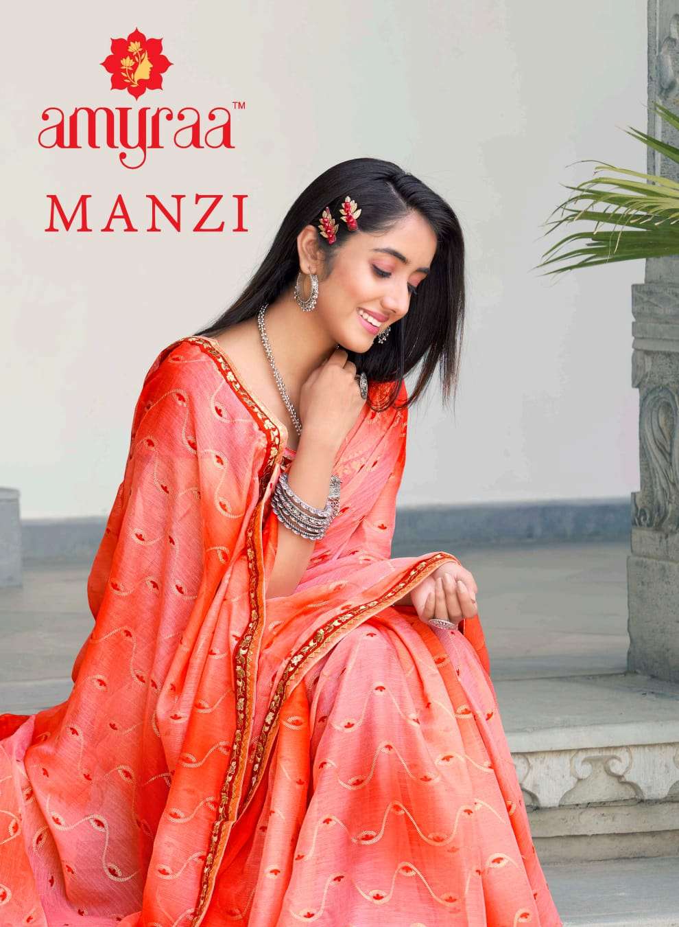 Amyraa Manzi fancy Stylish Chiffon Saree Catalog Wholesaler