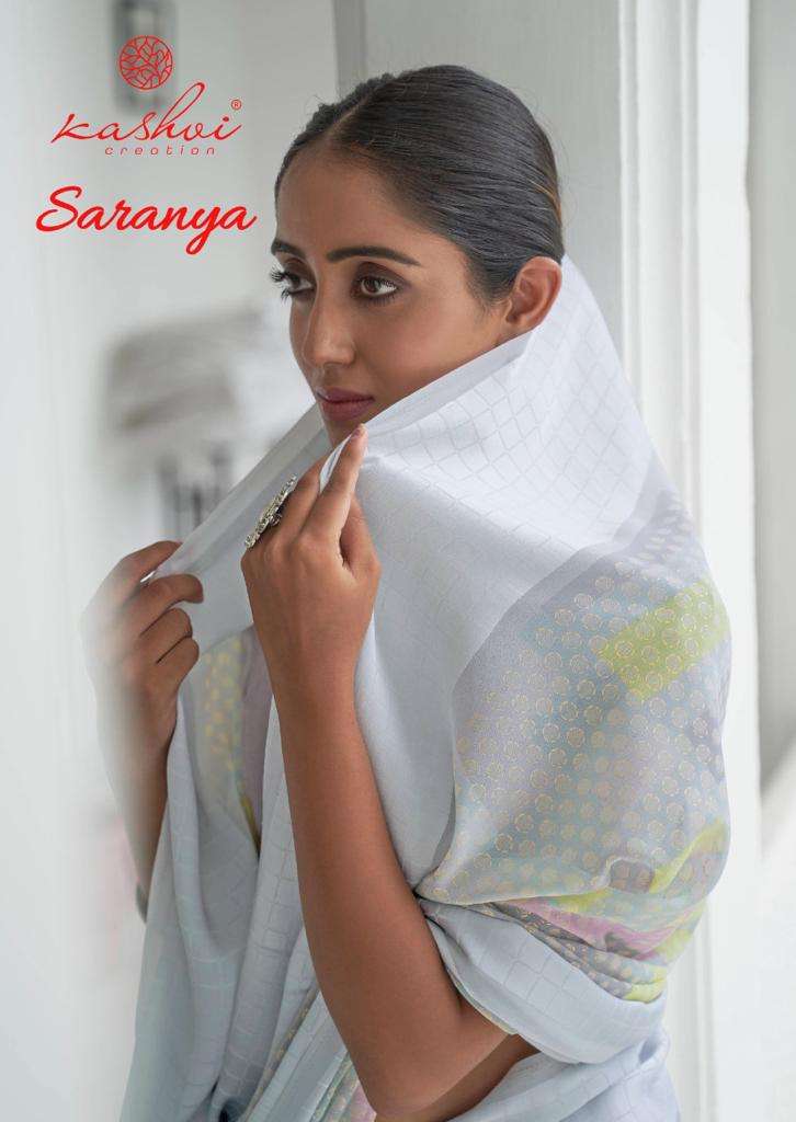 Kashvi Saranya Fancy georgette Jacquard Saree catalog Wholesaler