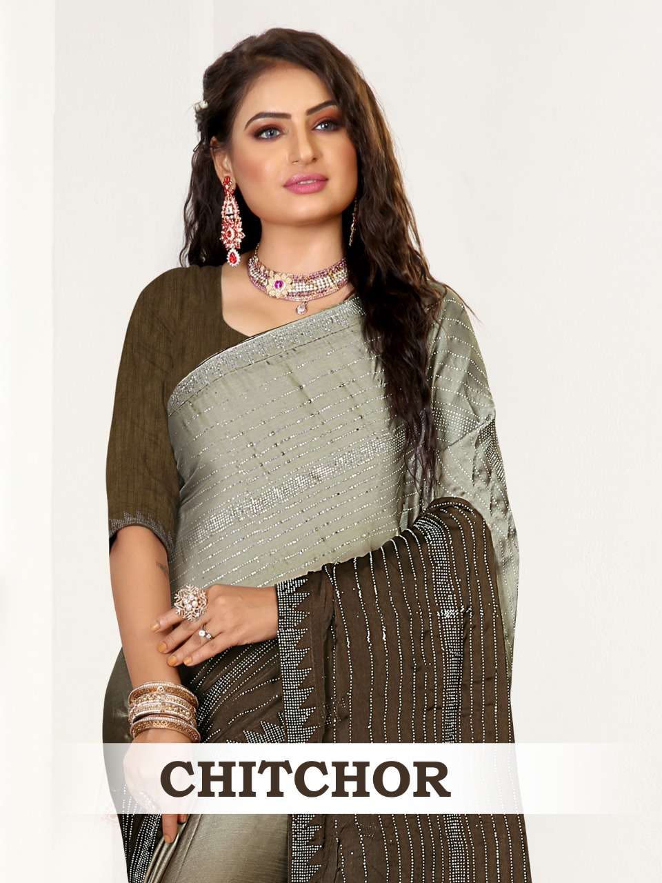 Ronisha Chitchor Fancy Chinon Chiffon Saree Catalog Wholesaler