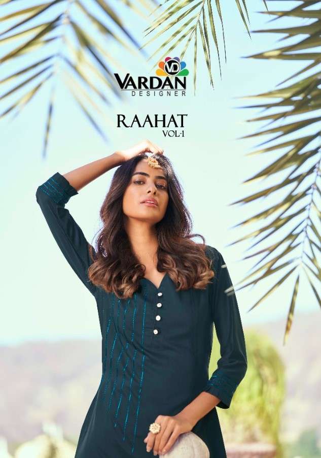 Vardan Raahat Vol 1 Exclusive Silk Kurti pent Combo set Designs