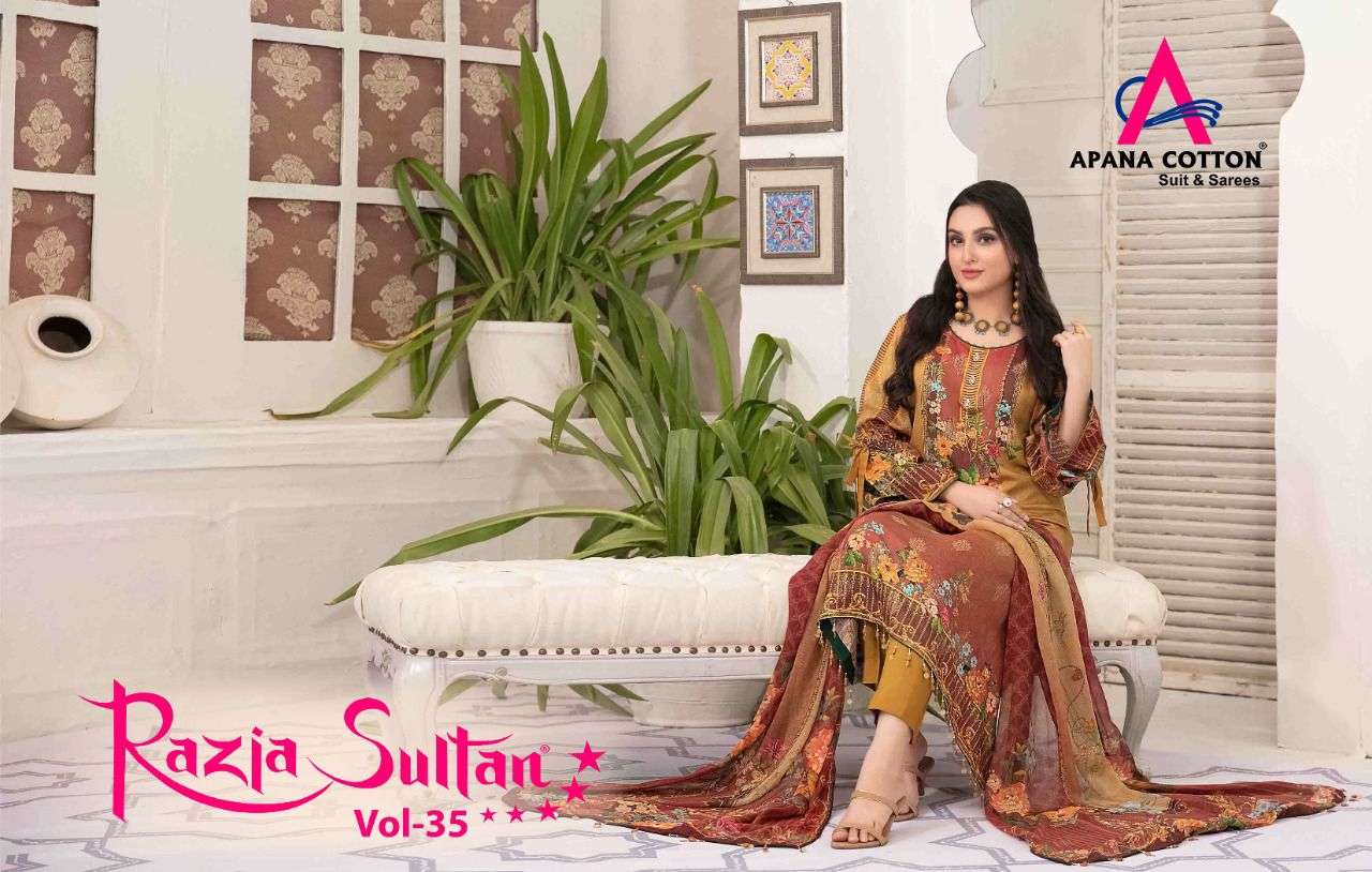 Apana Cotton Razia Sultan Vol 35 printed Karachi Suit catalog Supplier