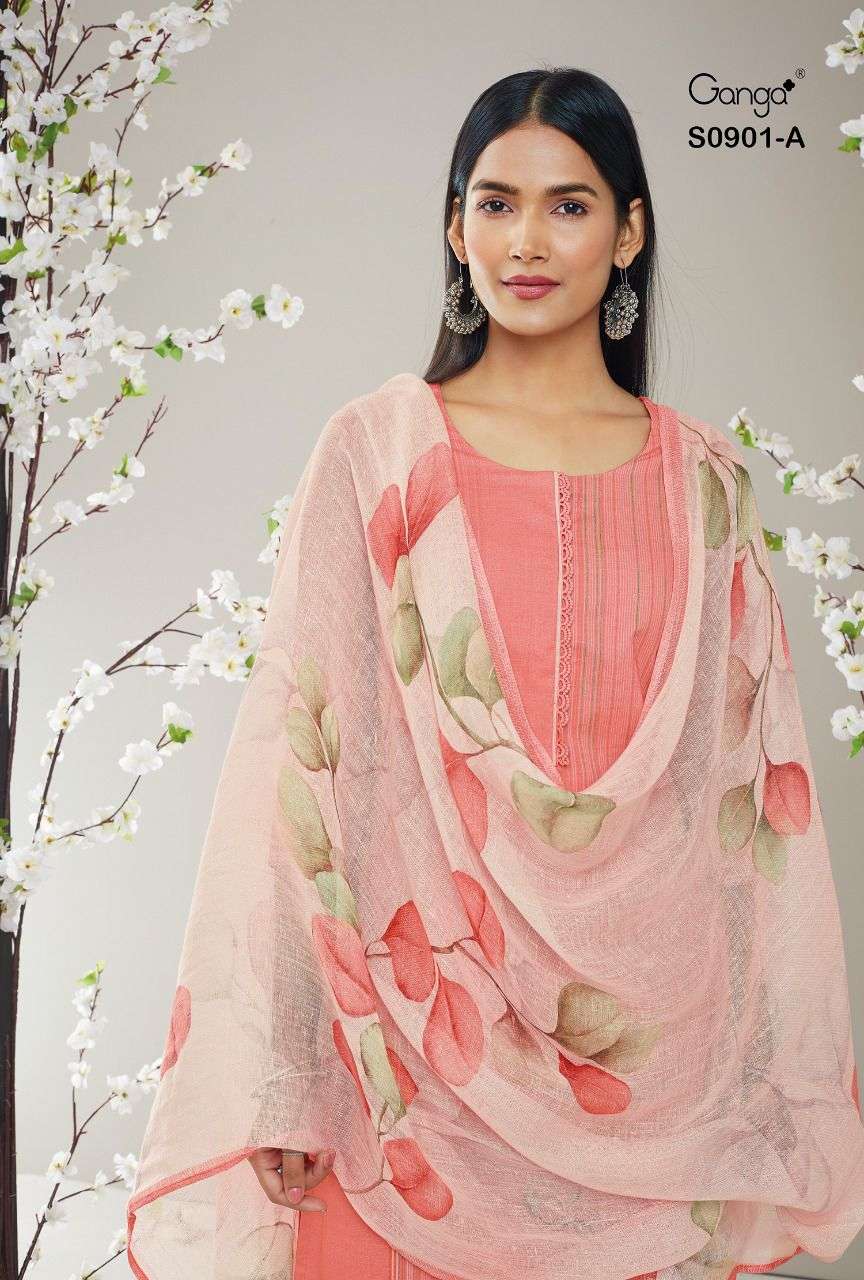 Ganga Auri 901 Designer party Wear Cotton Salwar kameez Catalog dealer