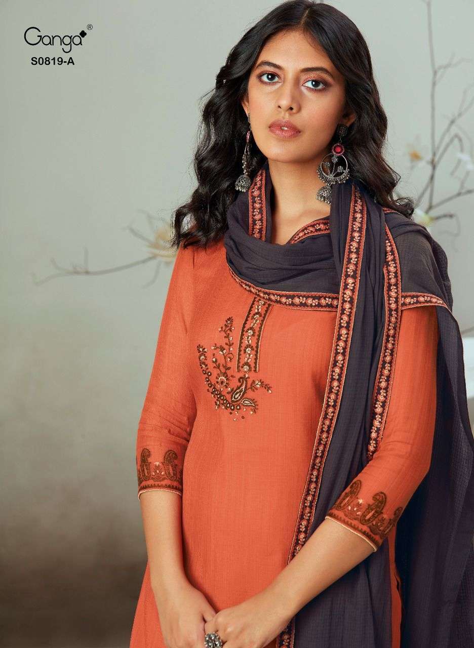 Ganga Kova 819 Fancy Designer Silk Salwar Suit catalog Wholesale Price
