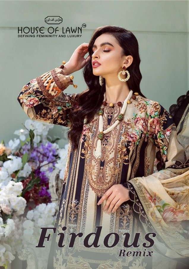 House of Lawn Firdous Remix Fancy Cotton Pakistani ladies Suit Dealer