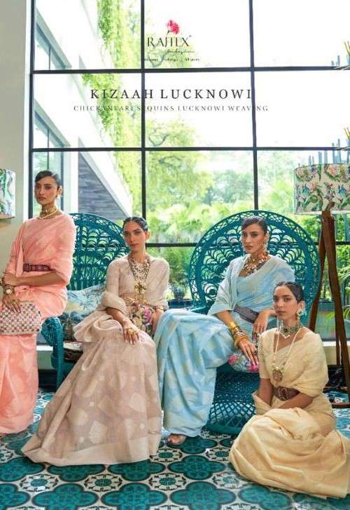 Rajtex Kizaah Lucknowi Fancy Chikankari Weaving Sequence Saree Collection