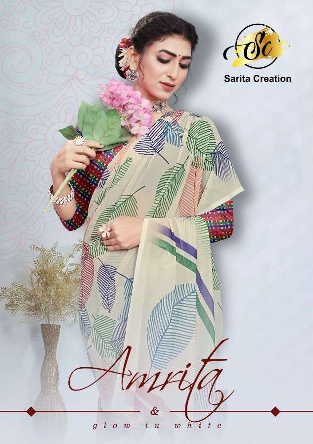 Sarita Creation Amrita Weightless Printed Georgette Saree Catalog Dealer