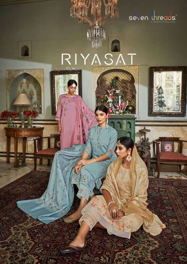 Seven Threads Riyasat Fancy Silk Kurti Pant Dupatta Combo Set Designs