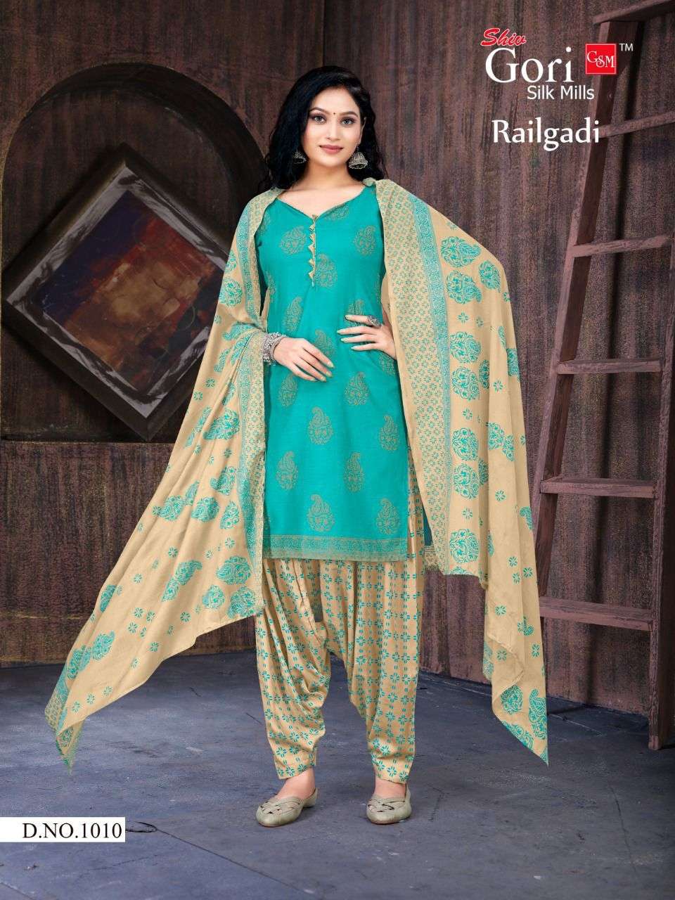 Shiv Gori Railgadi printed Cotton Unstitched Dress material catalog Supplier