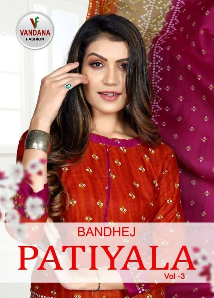 Vandana Fashion bandhej Patiyala Vol 3 Printed Cotton Dress Material Catalog Wholesale