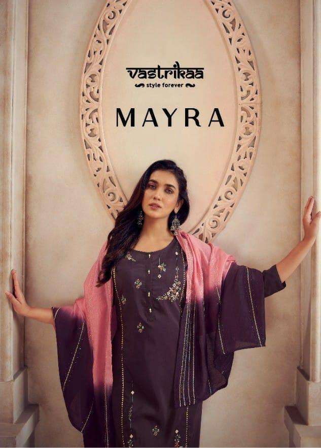 Vastrika Mayra Vol Fancy Chinon Silk Kurti Bottom Dupatta Set Collection