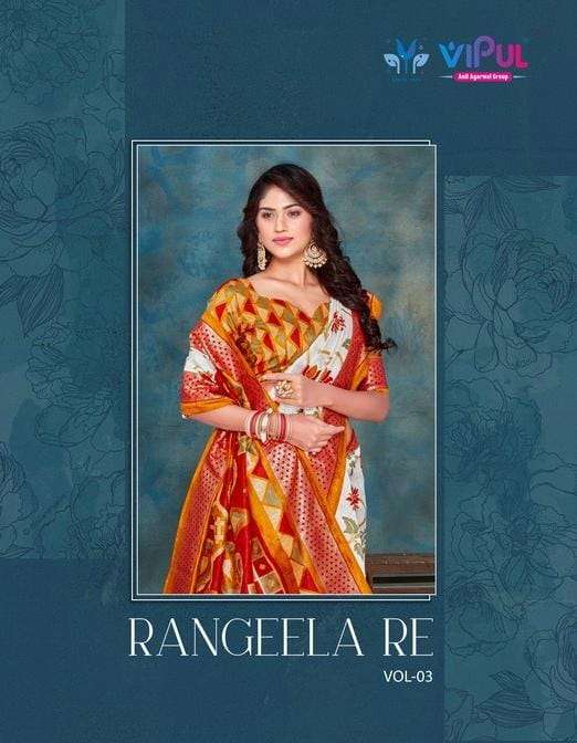 Vipul Rangeela Re Vol 3 Fancy Bhagalpuri jacquard Saree Catalog Wholesaler