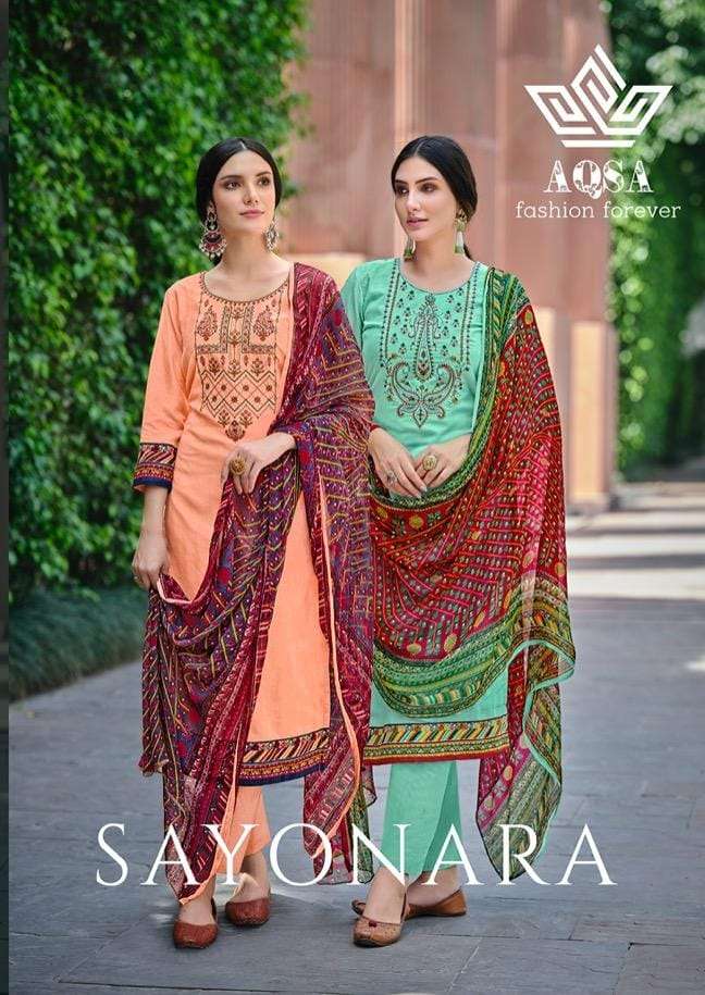 Aqsa Sayonara Exclusive Fancy Cotton Salwar Kameez Catalog Supplier