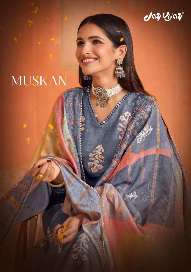 Jay Vijay Muskan fancy Tusser Silk Salwar Suit Catalog Wholesaler