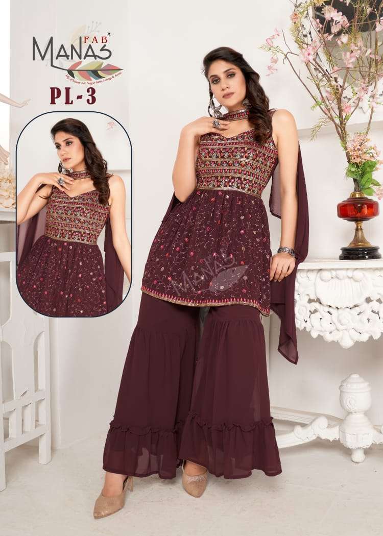 Manas Fab PL 3 Designer Peplum Style Party Wear Dress Collection
