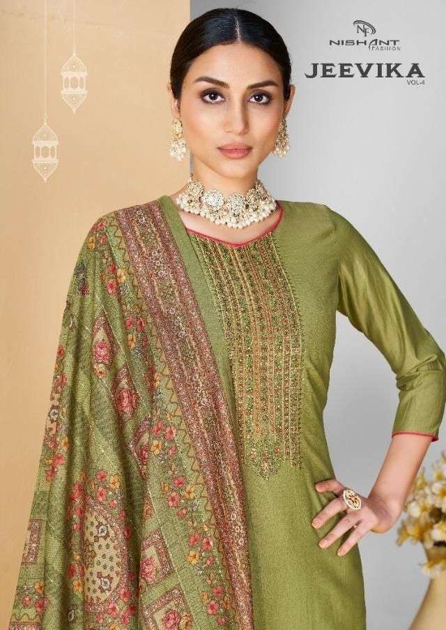 Nishant Fashion Jeevika Vol 4 Fancy Silk Salwar Suit Catalog Wholesaler