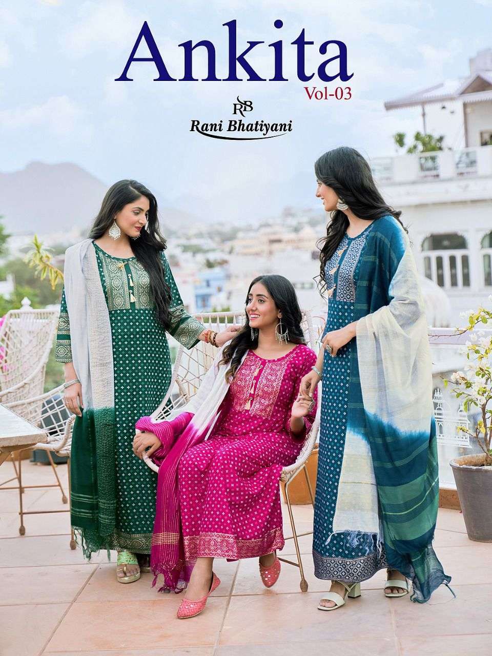 Rani Bhatiyani Ankita Vol 3 Fancy Rayon Kurti Gown With Dupatta Set
