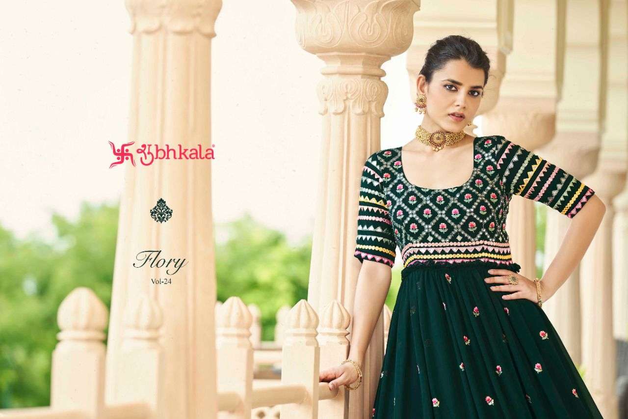 Shubhkala Flory Vol 24 Designer Embroidered Work Anarkali Dress Collection