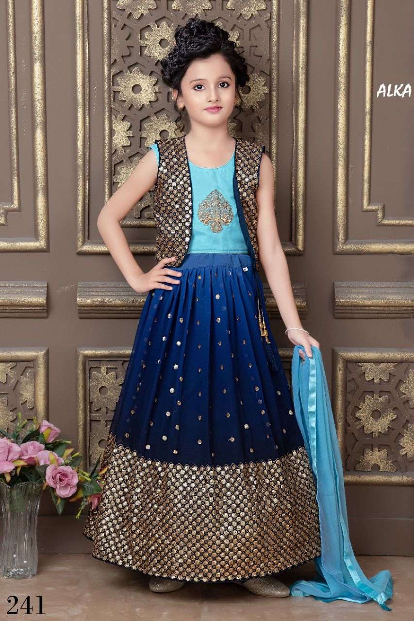 GREY SEQUINS, ZARI AND THREAD WORK LEHENGA CHOLI FOR GIRLS | Girls frock  design, Gowns for girls, Kids party wear dresses