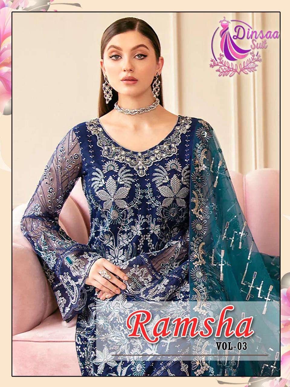  Dinsaa Suit Ramsha Hit Vol 3 Pakistani Style Dress Wholesaler