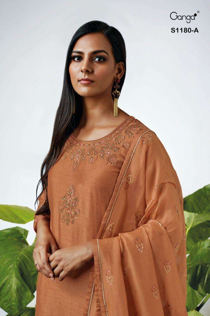 Ganga Anahi 1180 Exclusive Designer Silk Salwar Sui Designs