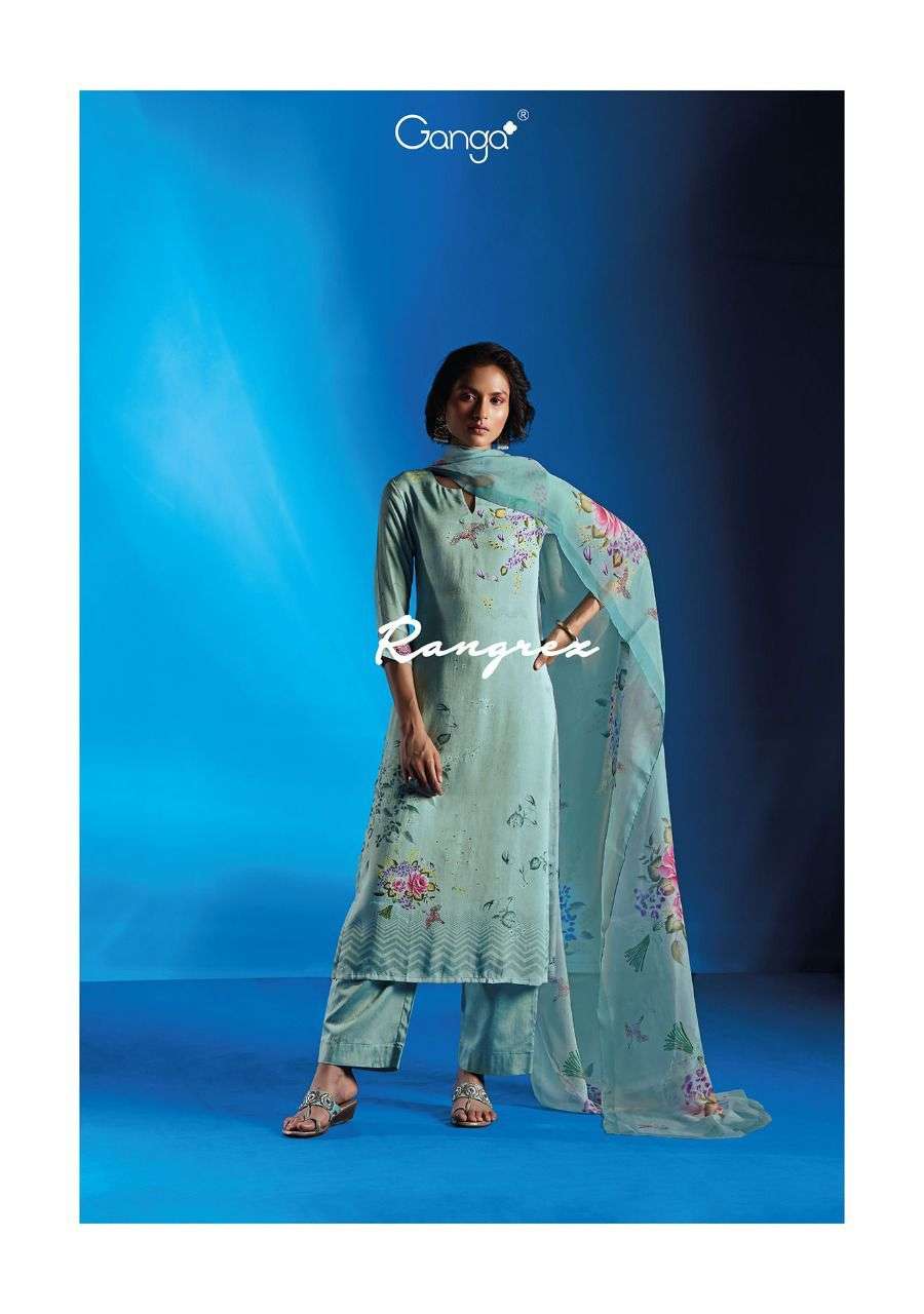 Ganga Fashion Rangrez fancy Modal Satin Salwar Kameez Catalog Supplier