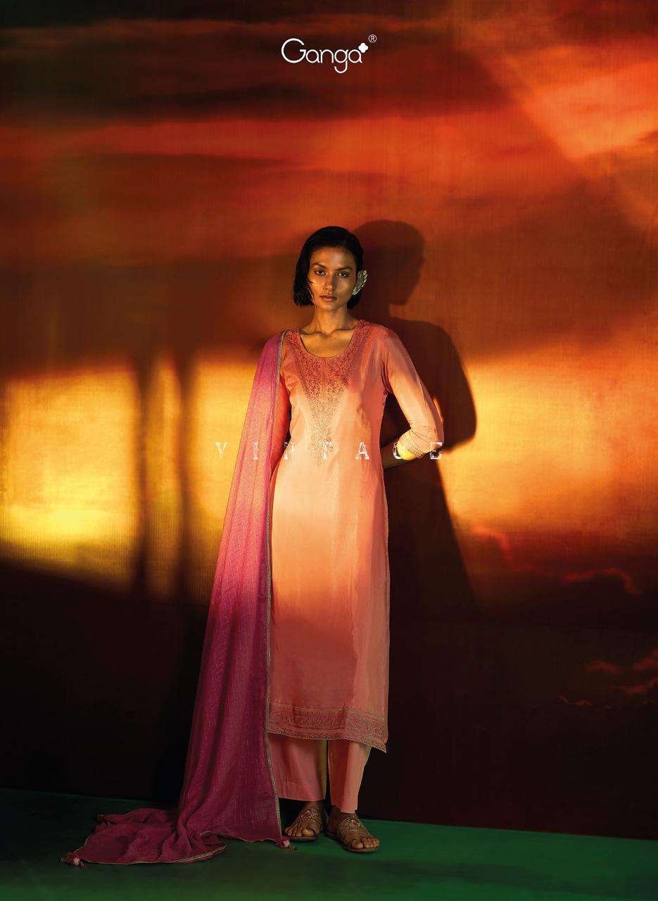 Ganga Fashion Vintage Designer Habotai Silk Salwar Suit catalog Dealer