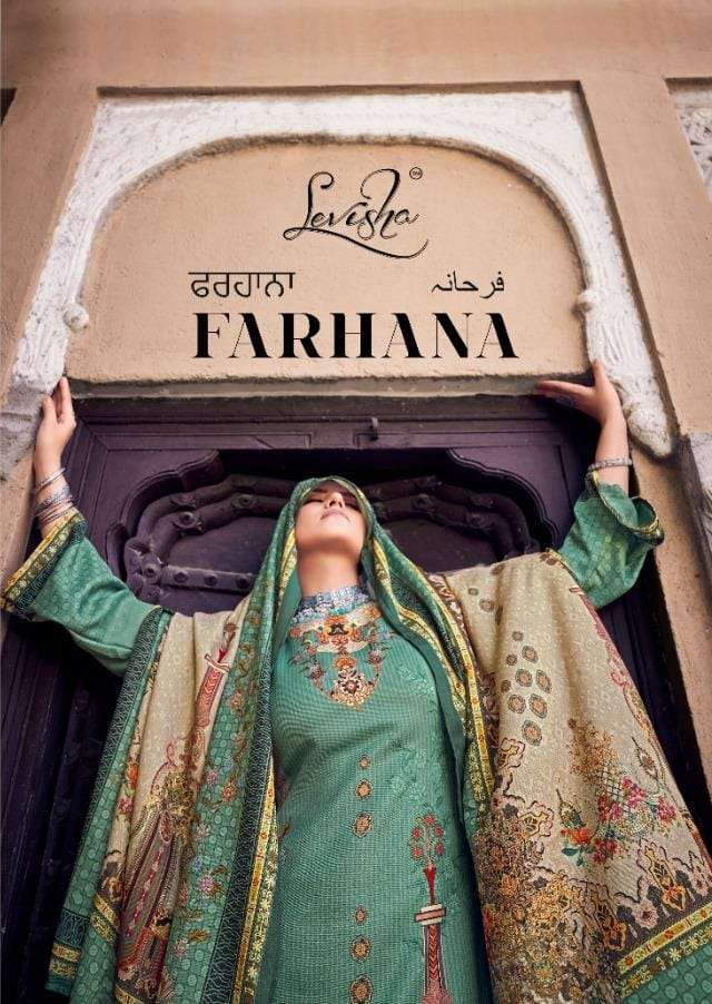 Levisha Farhana pakistani Print Pashmina Suit New Designs