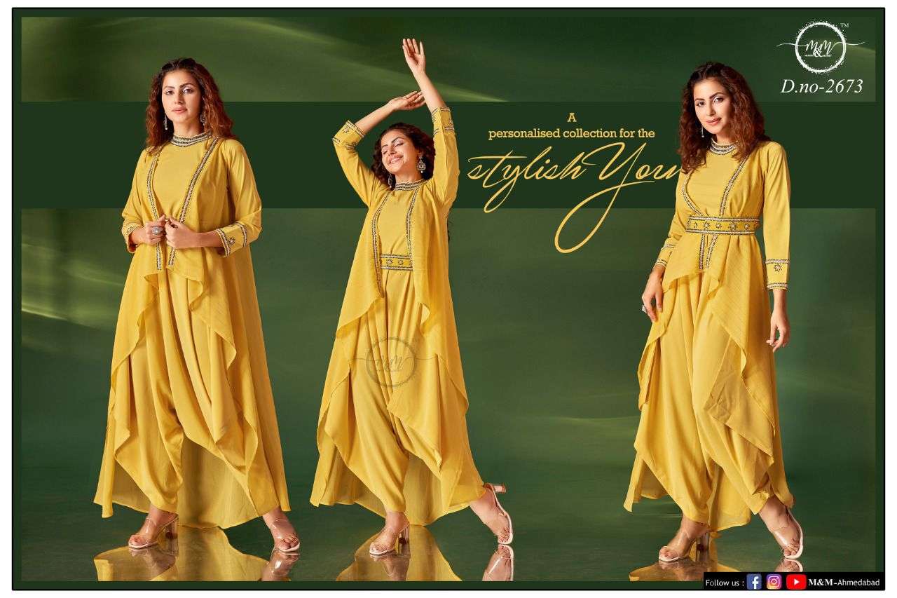 M and M 2673 Designer Dhoti pattern Jump Suit With jacket New Designs