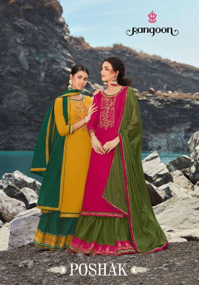 Rangoon Poshak Fancy Jam Silk Lehenga Style Readymade Dress Collection