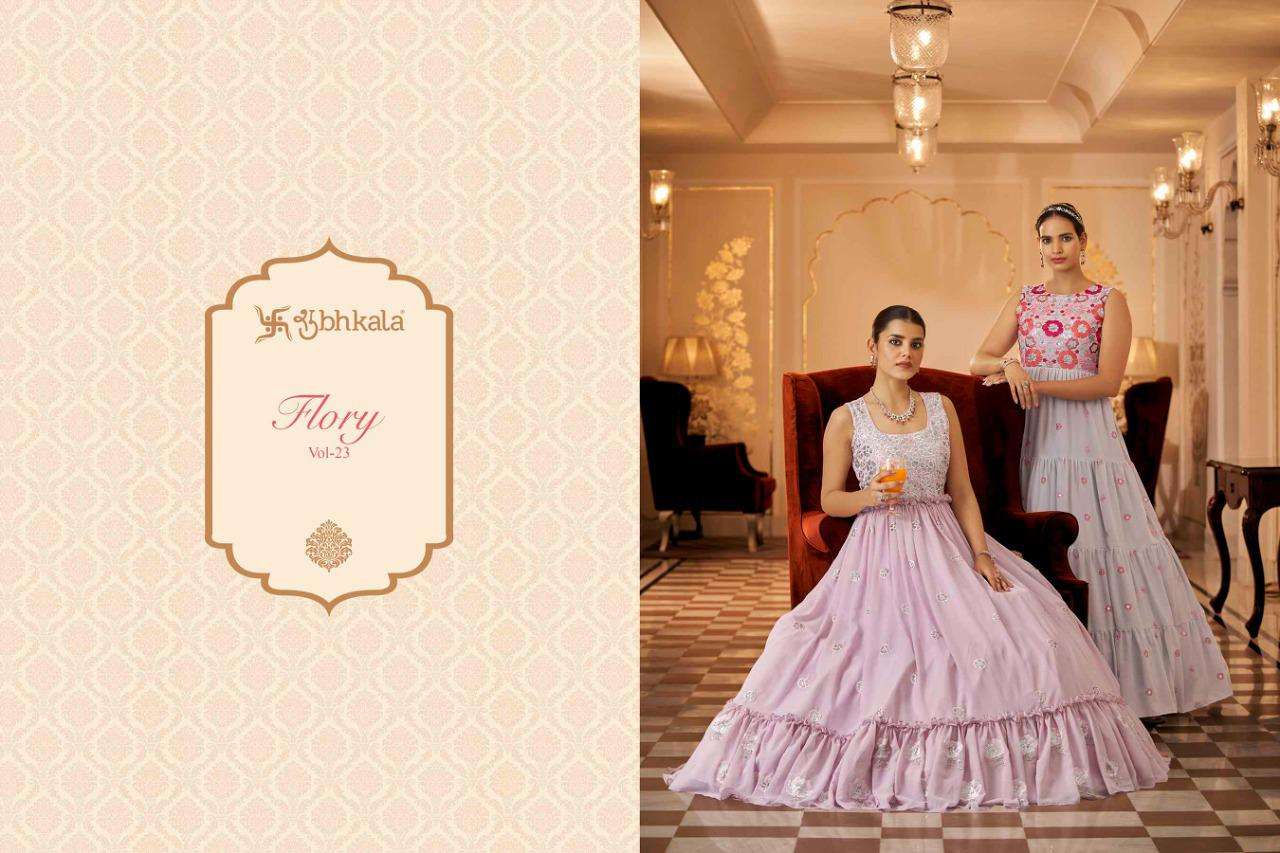 Shubhkala Flory Vol 23 fancy Semi Stitch Anarkali Gown New Designs