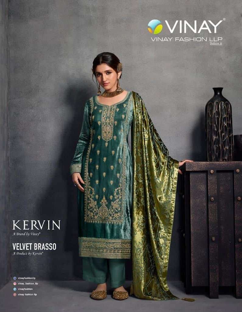 Vinay fashion Kervin Velvet Brasso Designer Salwar kameez Collection