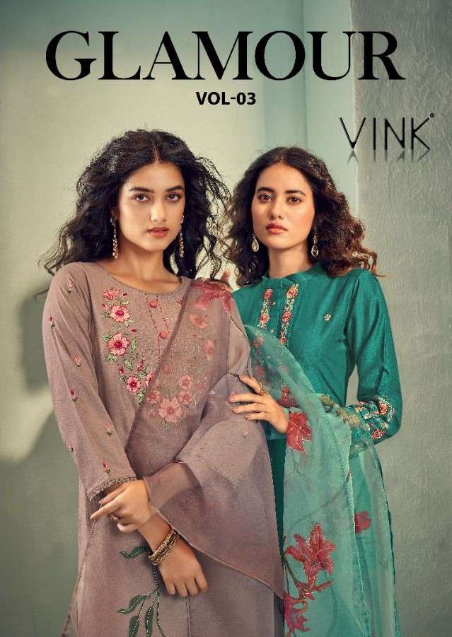 Vink Glamour By Vista Lifestyle Fancy Silk Kurti Pant Dupatta Set Collection
