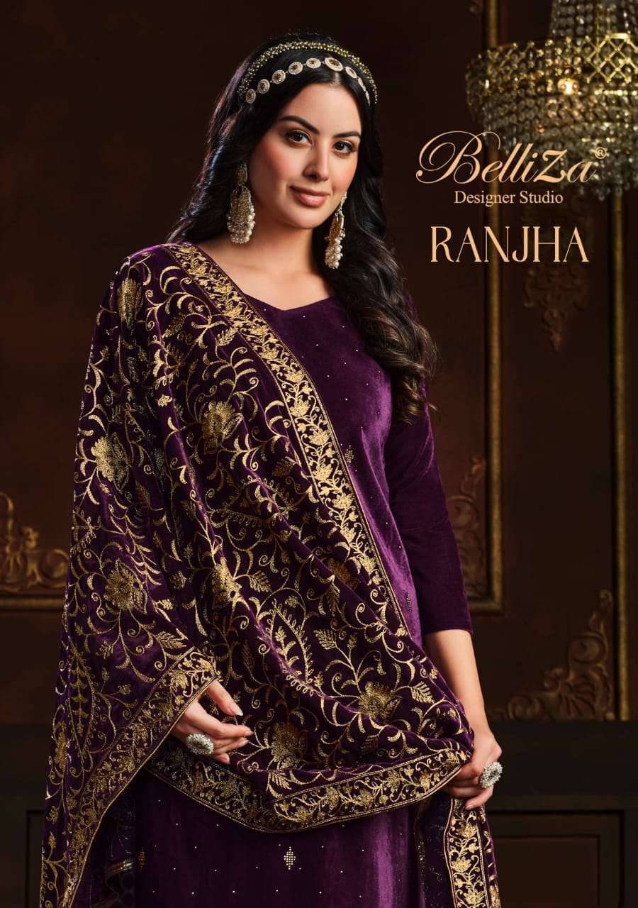 Belliza Ranjha Pure Velvet Party Wear Salwar Kameez Catalog Wholesaler