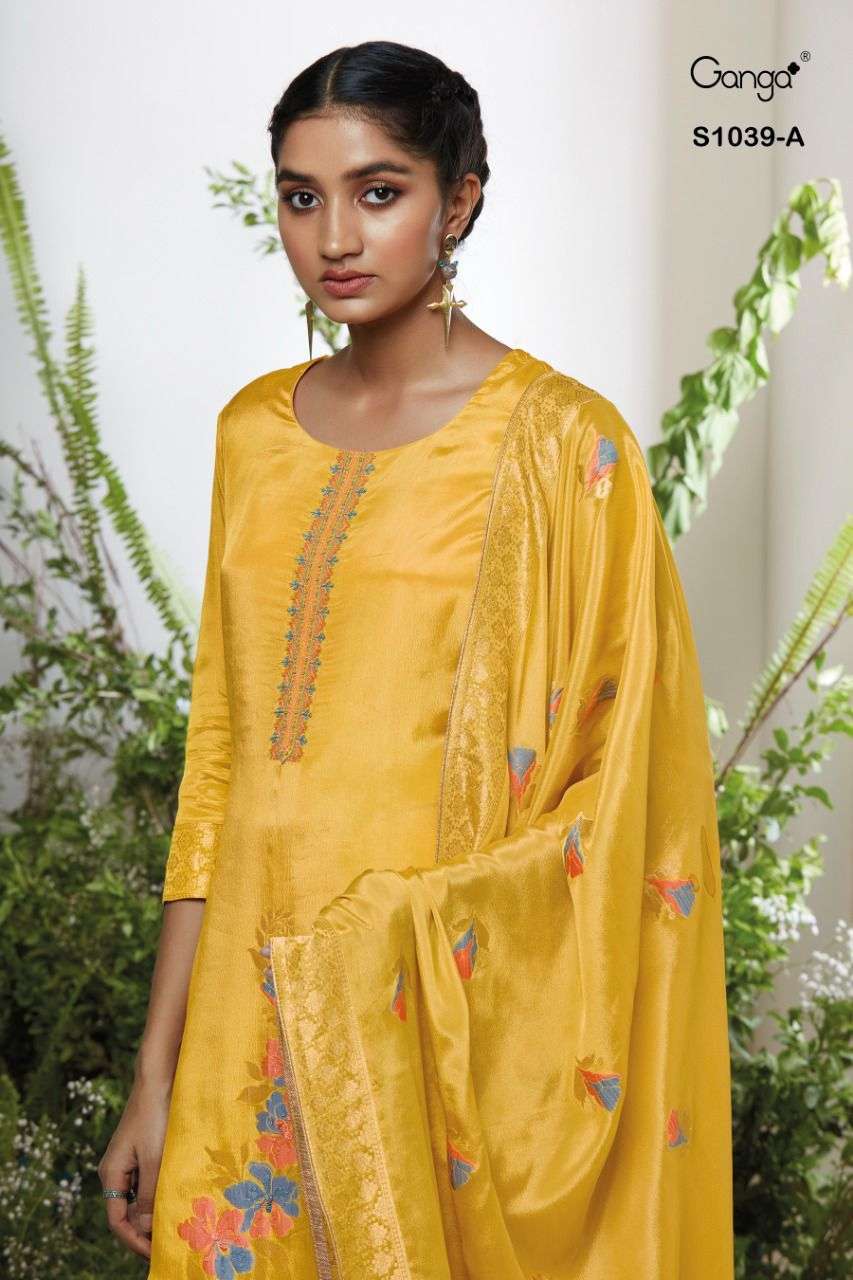 Ganga Lashya 1039 Designer Silk Salwar Kameez Catalog Supplier