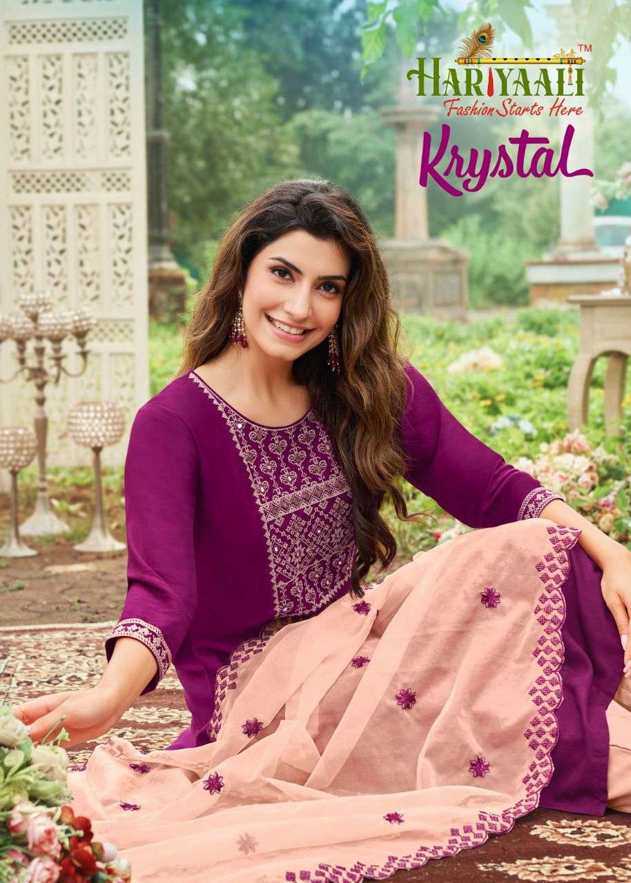 Hariyaali Krystal Exclusive Silk Kurti Pent Dupatta Set Wholesaler