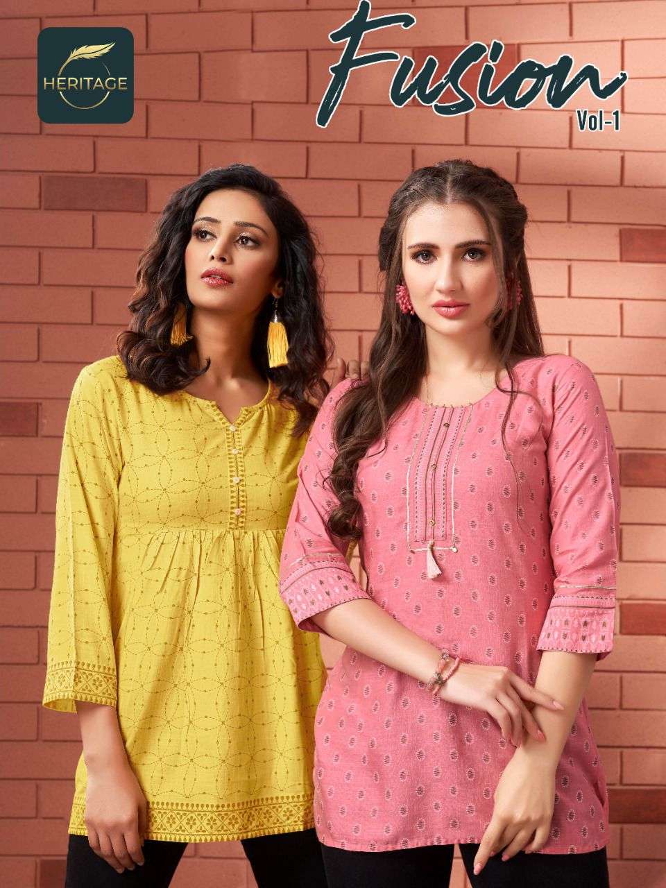 Heritage Fusion Fancy Short Kurti With Styles Pent Wholesaler